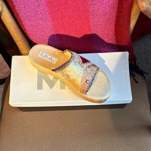 MIA Metallic Gold Embellished Slide Sandal